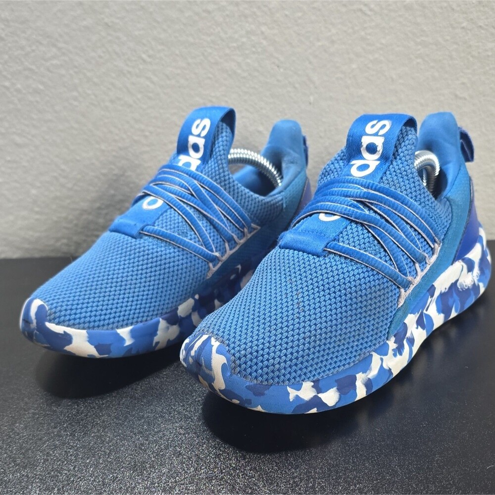 adidas Cloudfoam Kids 1 Blue White Low Top Mesh Slip On Sneakers AJP5202
